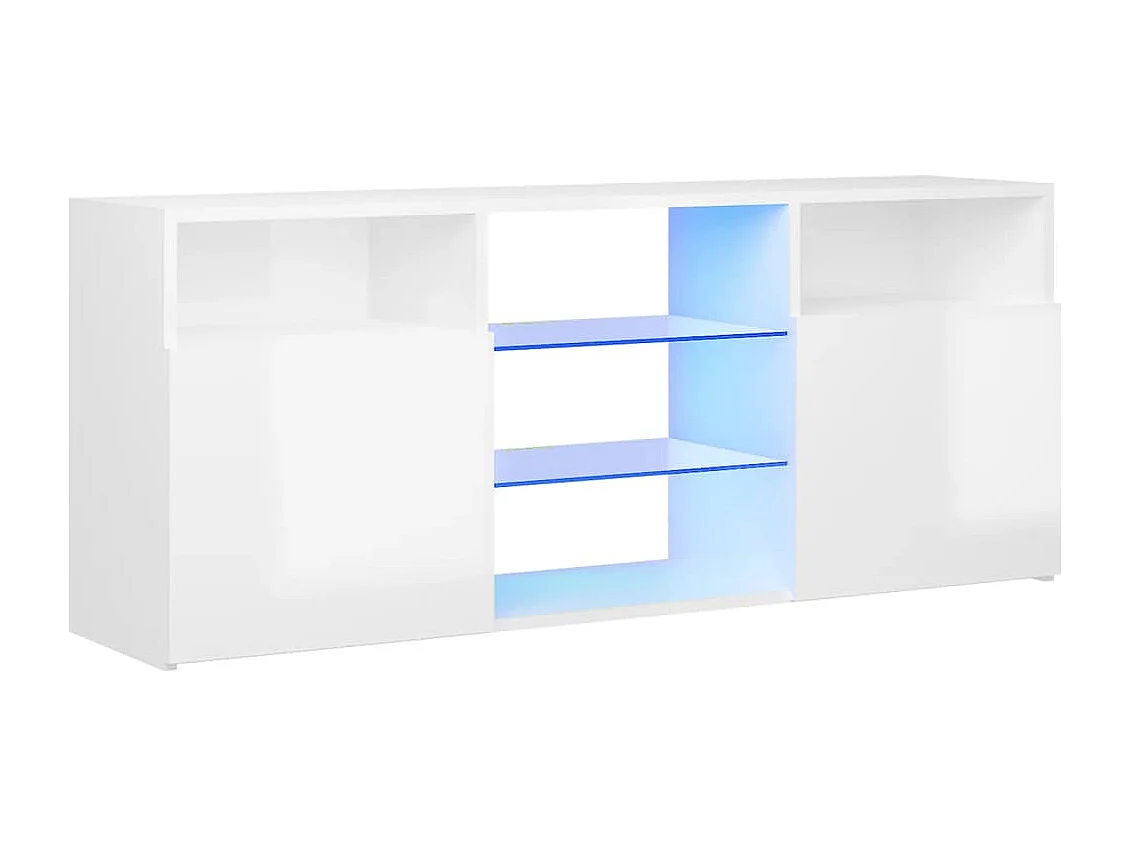 Meuble TV avec lumières LED blanc brillant 120x30x50 cm