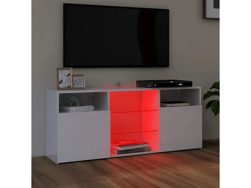 Meuble TV avec lumières LED blanc brillant 120x30x50 cm