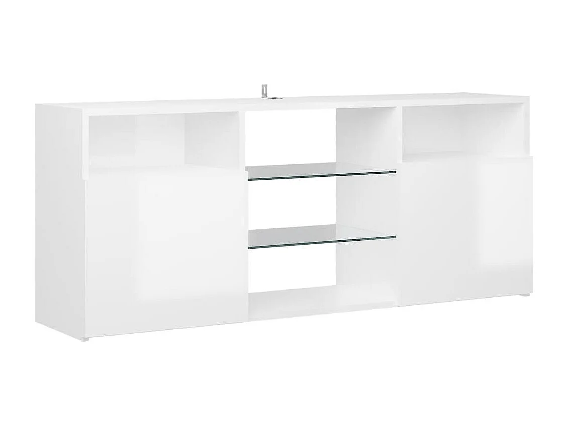 Meuble TV avec lumières LED blanc brillant 120x30x50 cm