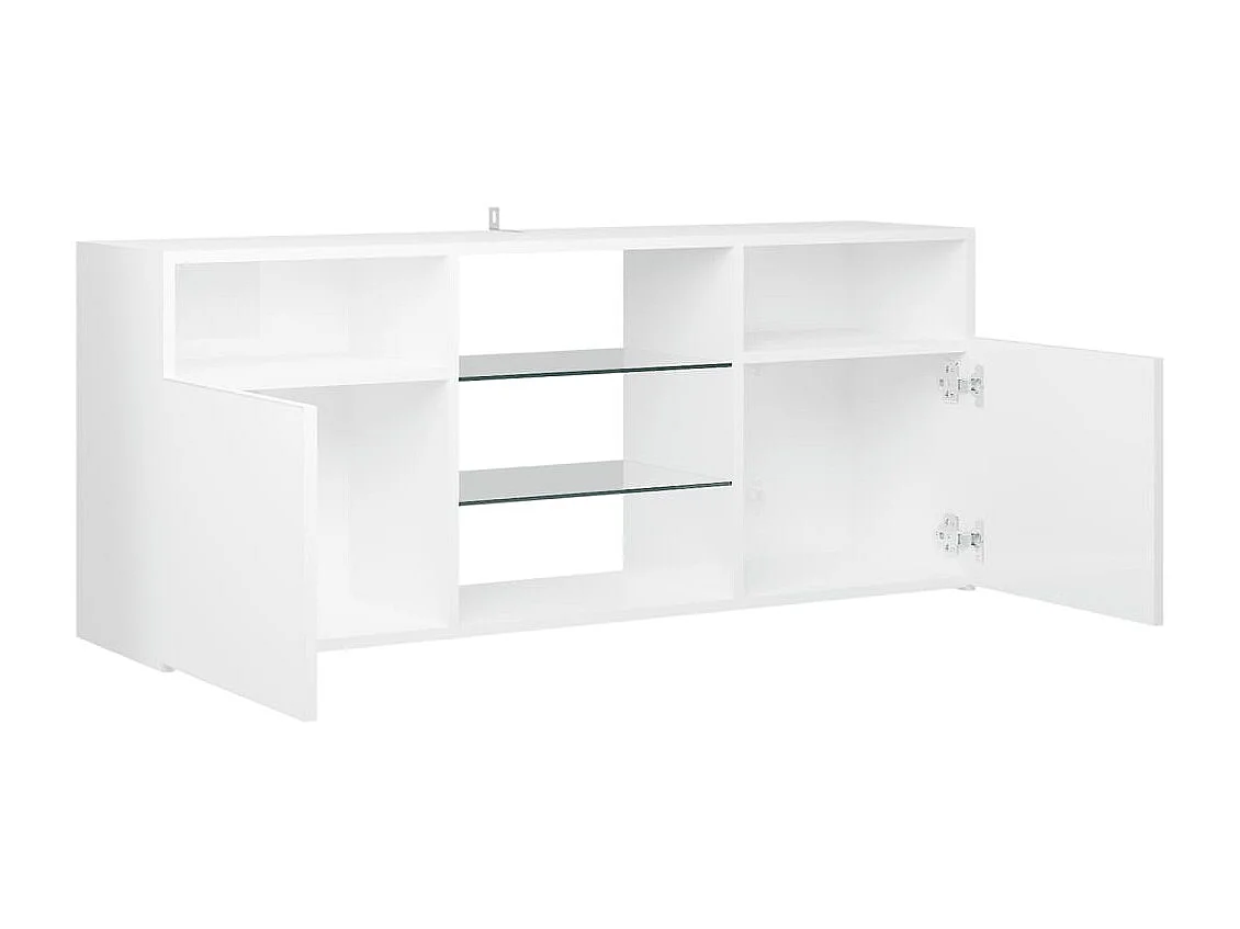 Meuble TV avec lumières LED blanc brillant 120x30x50 cm