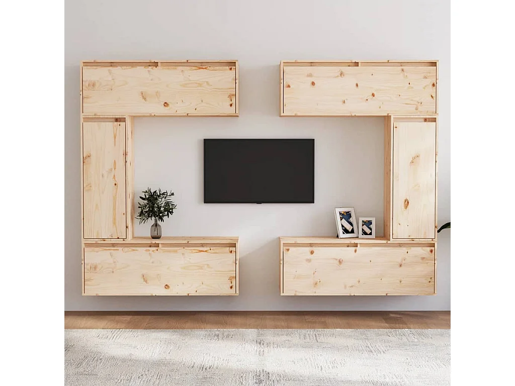 Meubles TV 6 pièces Bois massif de pin