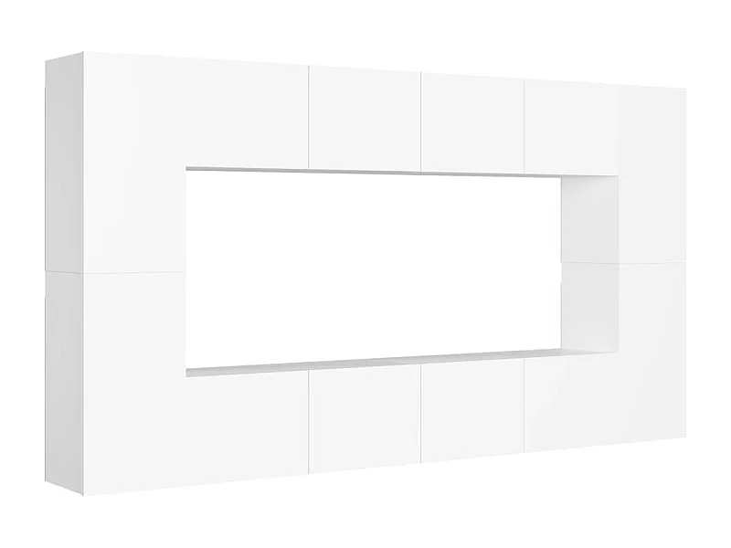 8 peças conjunto de móveis de TV contraplacado branco