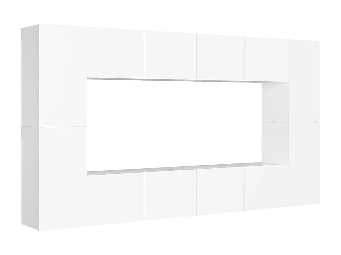 8 peças conjunto de móveis de TV contraplacado branco