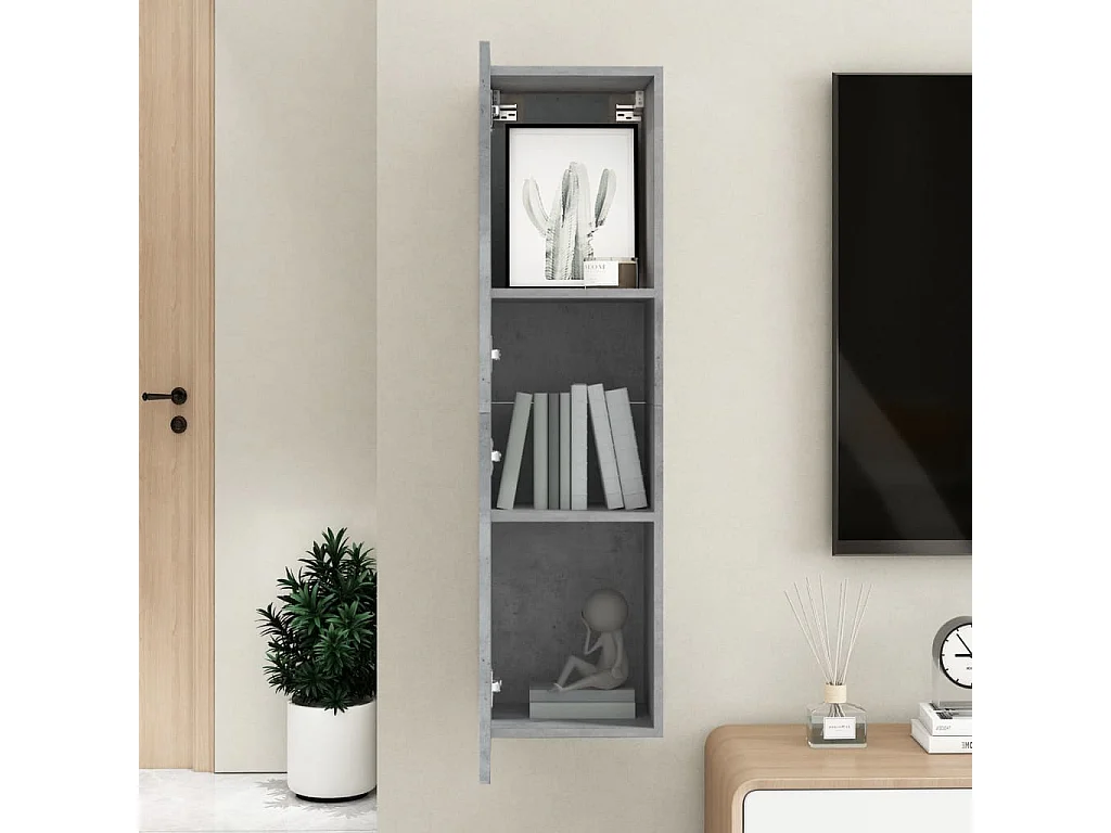 Meuble TV Gris béton 30,5x30x110 cm Aggloméré