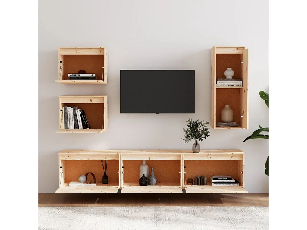 Meubles TV 6 pièces Bois massif de pin