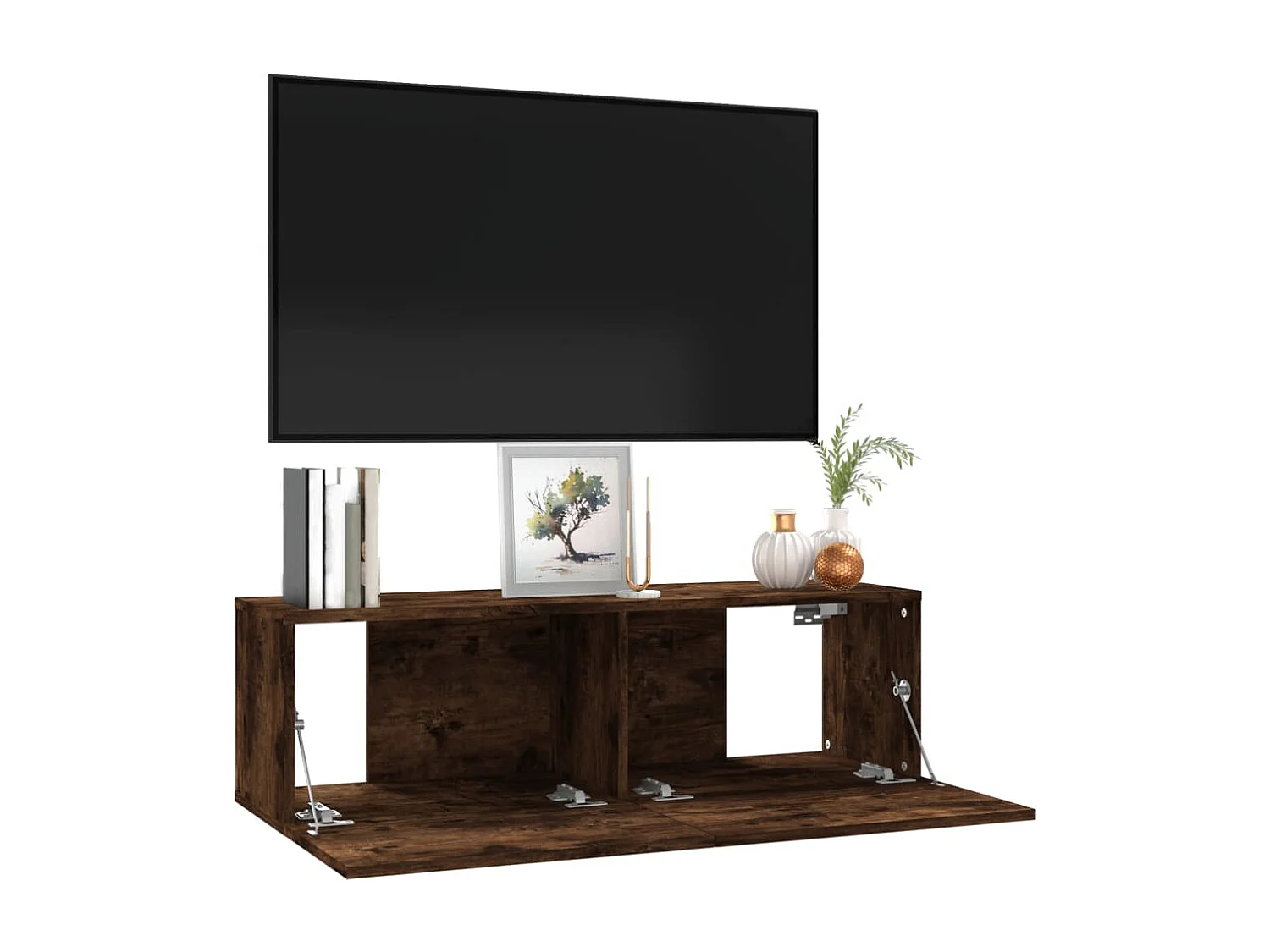 Mueble de TV madera contrachapada roble ahumado 100x30x30 cm