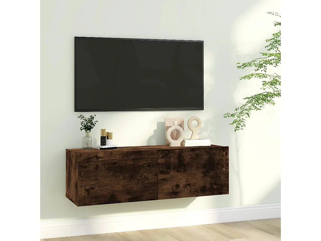 Armoire murale TV Chêne fumé 100x30x30 cm Bois d'ingénierie