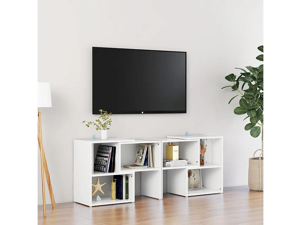 Meuble TV Blanc 104x30x52 cm Aggloméré