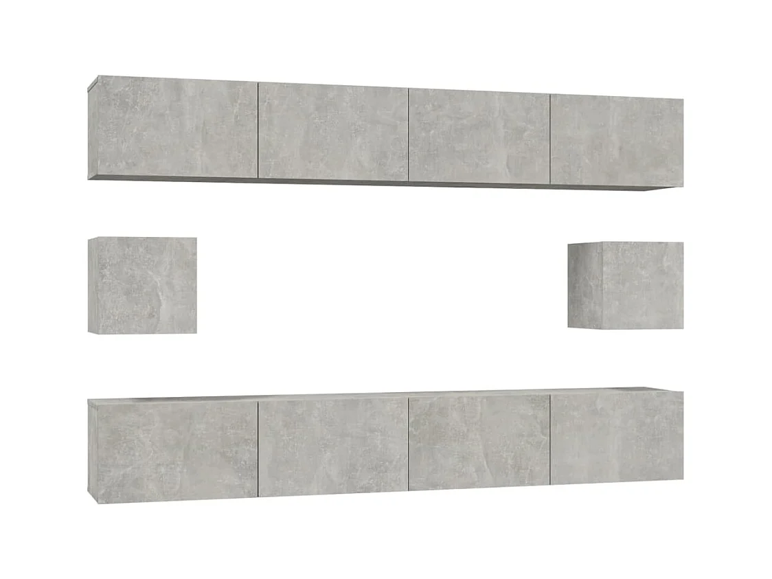 Ensemble de meubles TV 6 pièces Gris béton Bois d'ingénierie