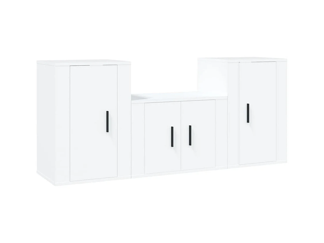 Ensemble de meubles TV 3 pièces Blanc Bois d'ingénierie