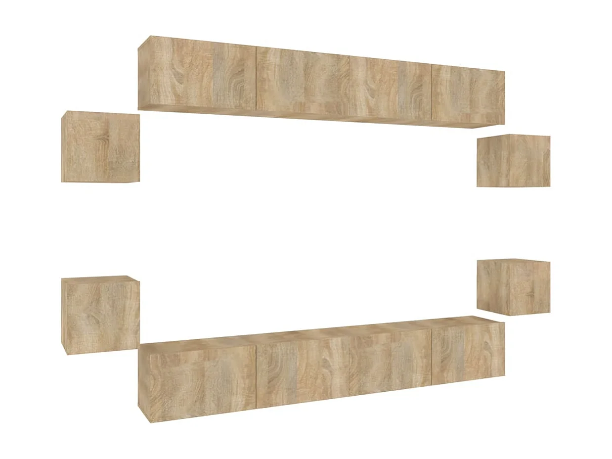 Ensemble de meubles TV 8 pièces Chêne sonoma Bois d'ingénierie