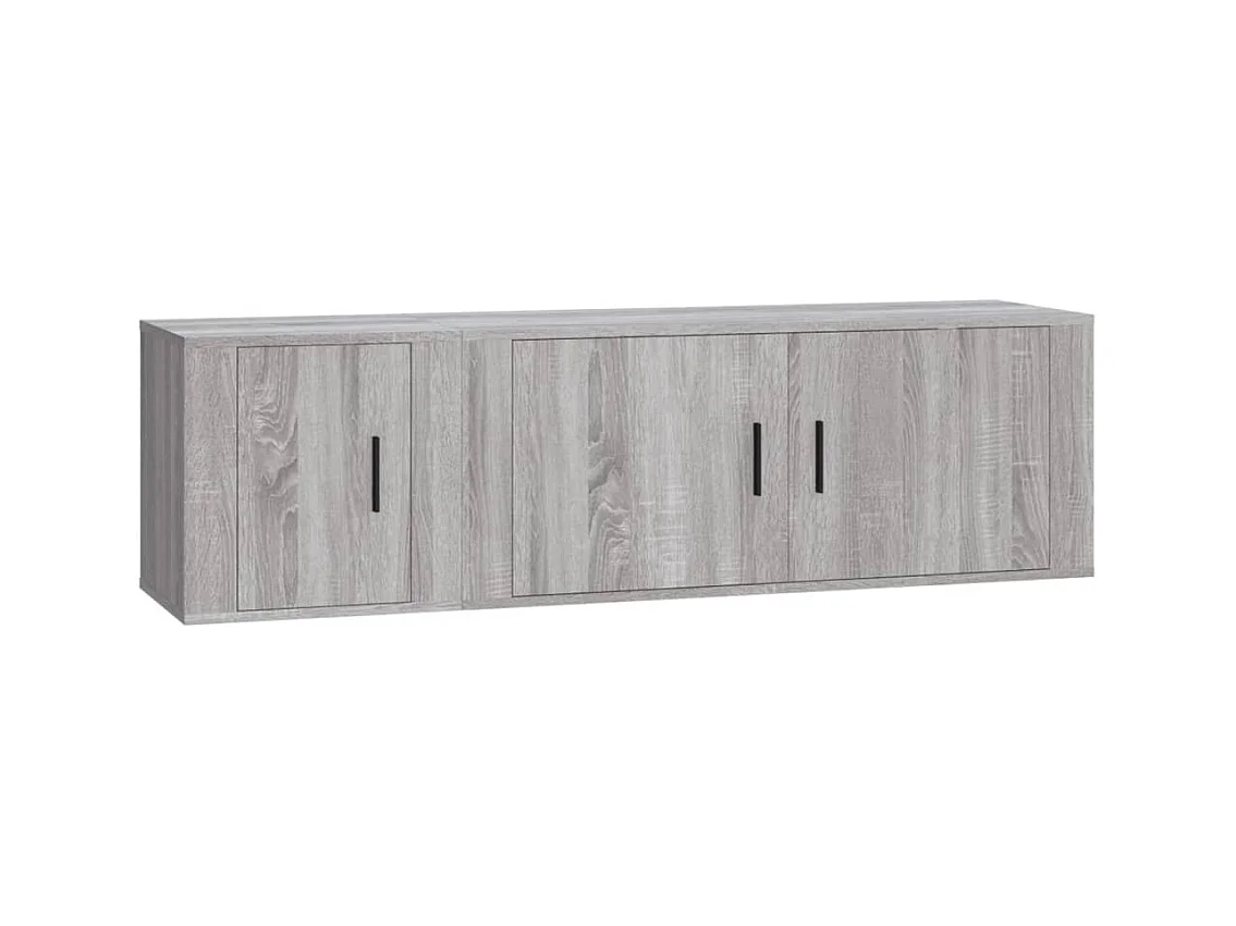 Set de muebles para TV 2 piezas madera contrachapada gris Sonoma