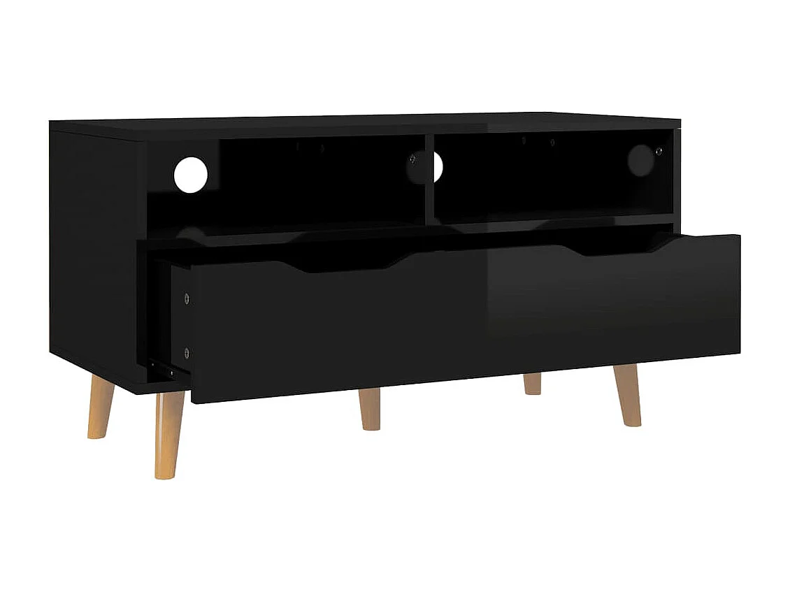 Tv-meubel 90x40x48,5 cm bewerkt hout hoogglans zwart