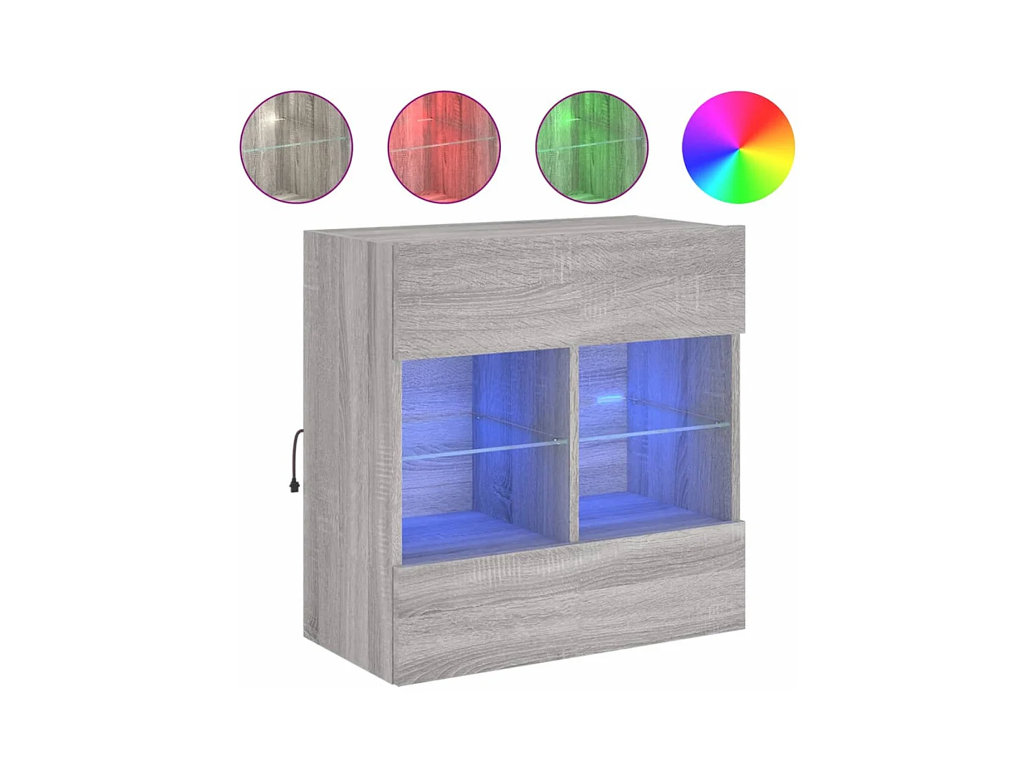 Meuble TV mural avec lumières LED sonoma gris 58,5x30x60,5 cm