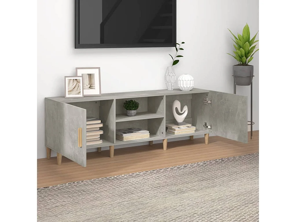 Meuble TV Gris béton 150x30x50 cm Bois d'ingénierie