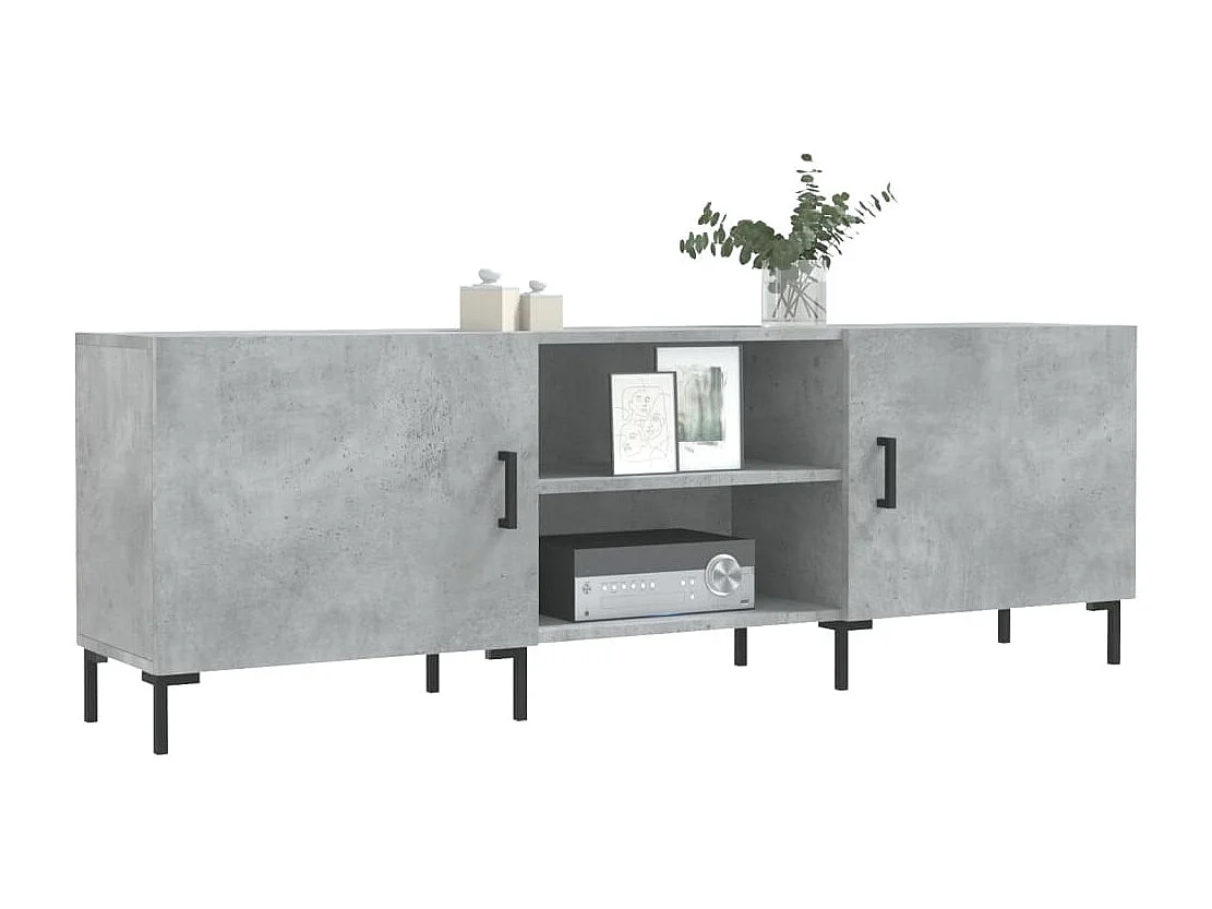 Meuble TV gris béton 150x30x50 cm bois d'ingénierie