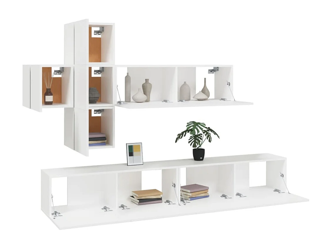 Set de muebles para TV 7 piezas madera contrachapada blanco
