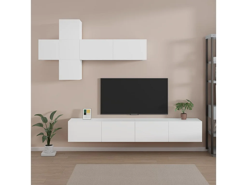Ensemble de meubles TV 7 pièces Blanc Bois d'ingénierie