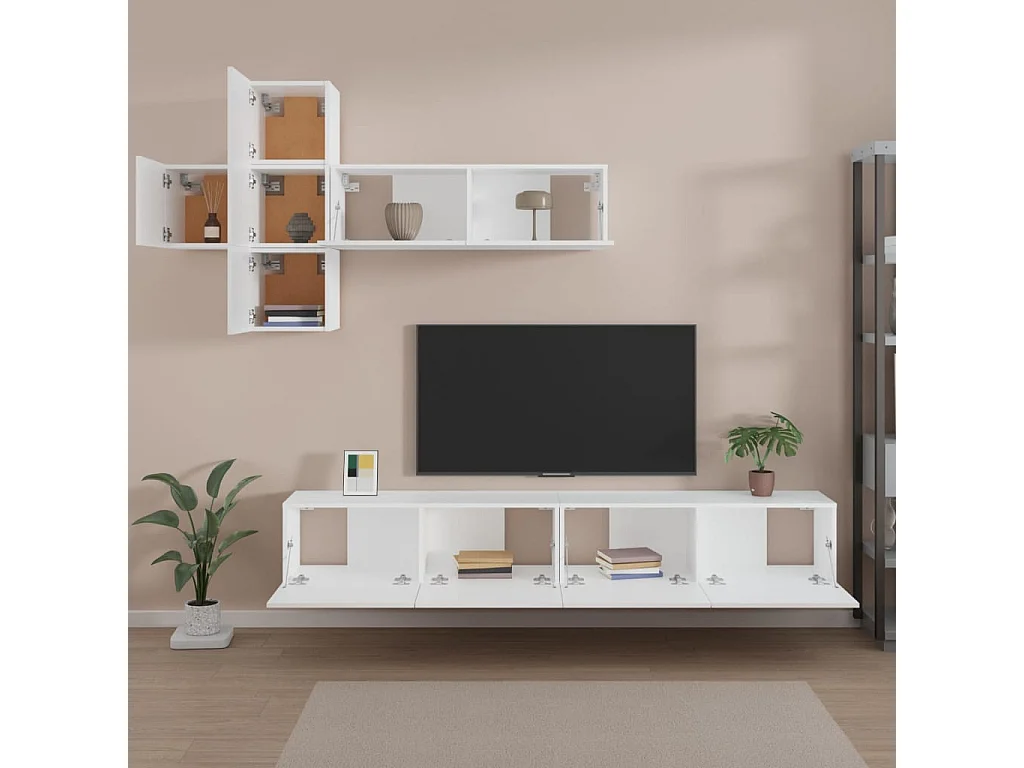 Ensemble de meubles TV 7 pièces Blanc Bois d'ingénierie