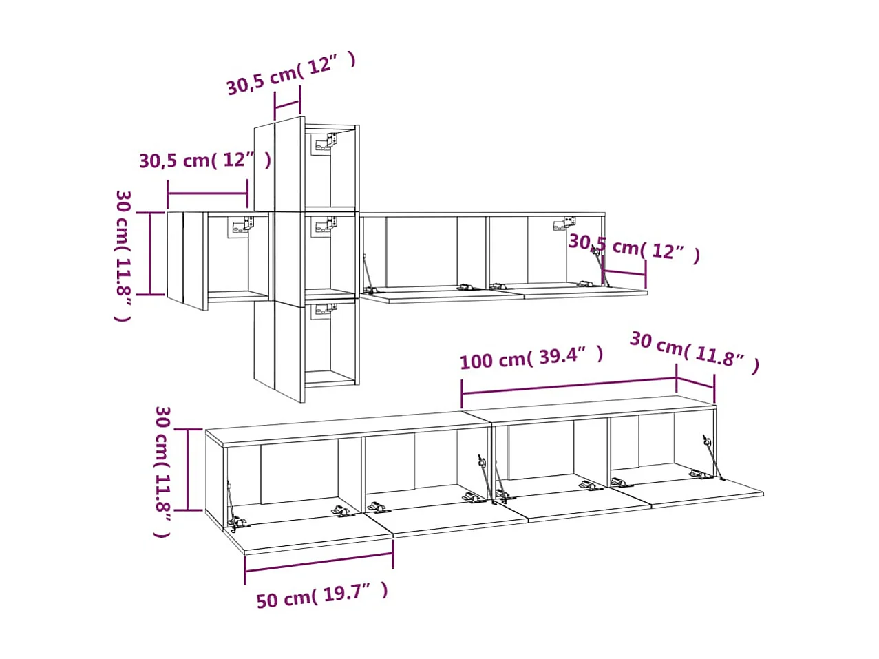Ensemble de meubles TV 7 pièces Blanc Bois d'ingénierie