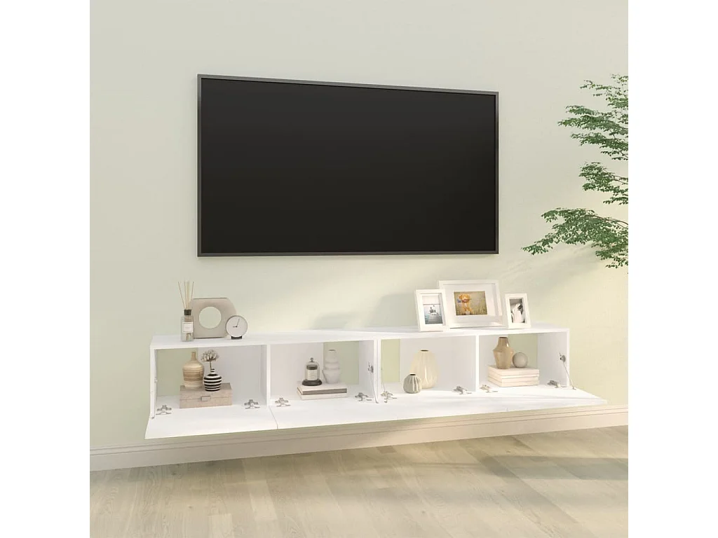 Meubles TV 2 pièces Blanc 100x30x30 cm Bois d'ingénierie