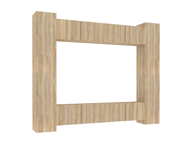 Set de muebles para TV 8 piezas madera contrachapada roble Sonoma