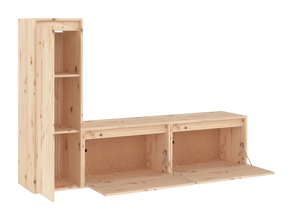 Meubles TV 3 pièces Bois massif de pin