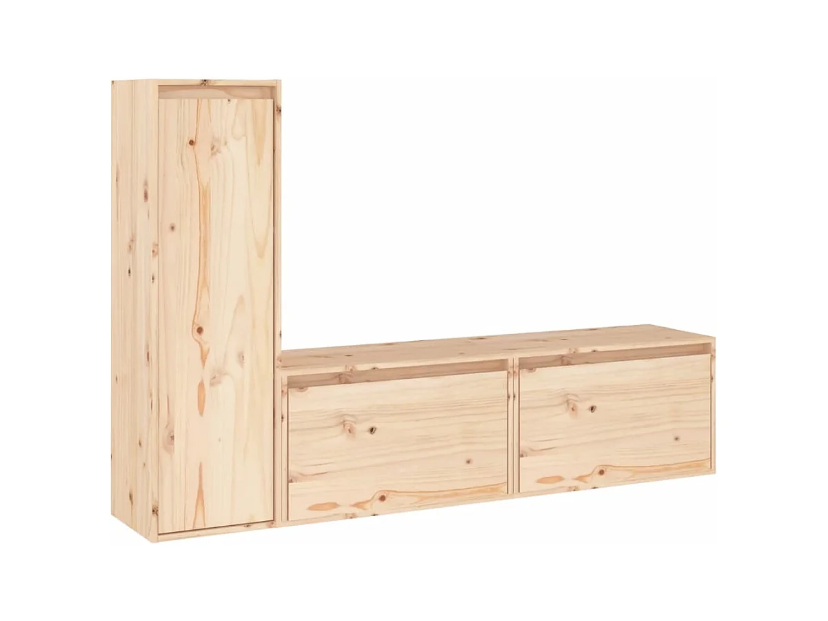 Meubles TV 3 pièces Bois massif de pin