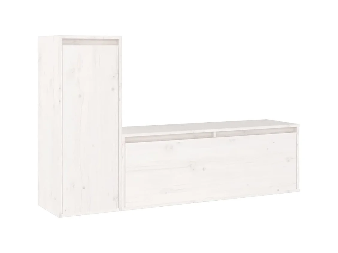 Meubles TV 2 pièces Blanc Bois massif de pin