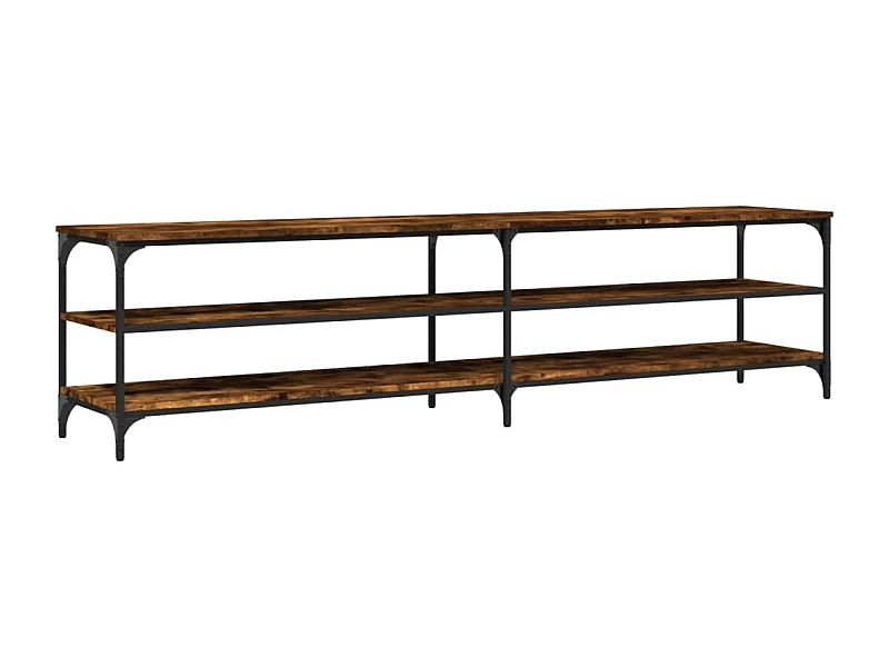 Meuble TV chêne fumé 200x30x50 cm bois d'ingénierie et métal