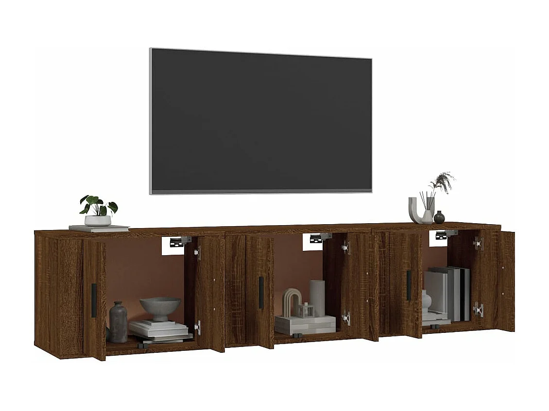 Tv-wandmeubels 3 st 57x34,5x40 cm bruin eikenkleur