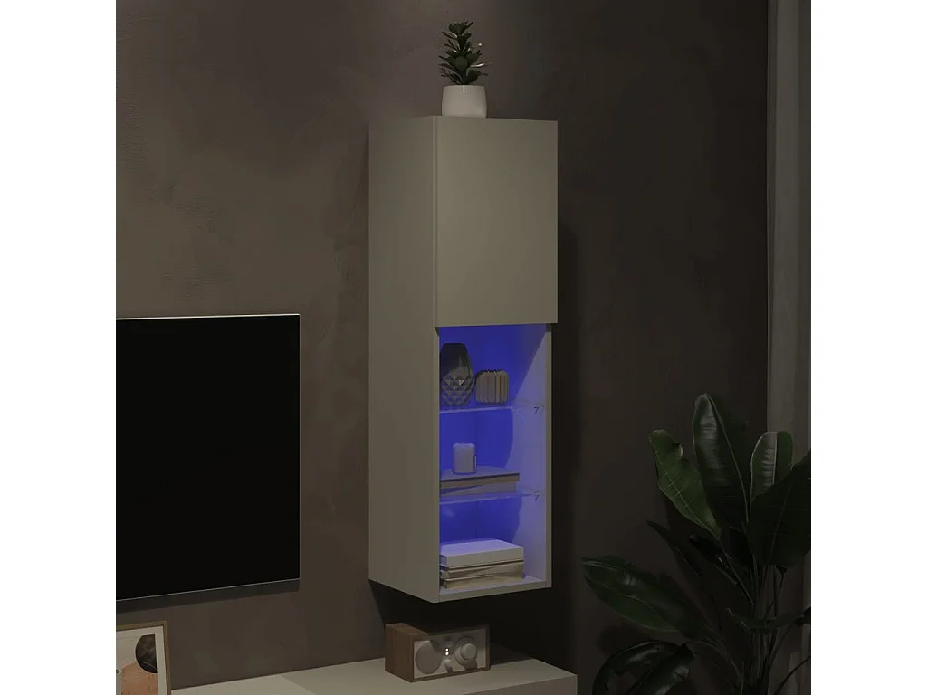 Mueble para TV con luces LED blanco 30,5x30x102 cm