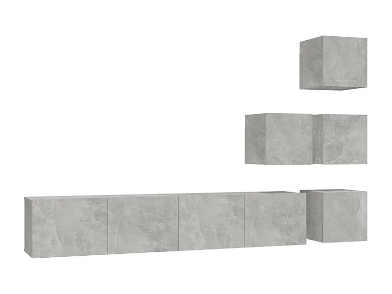 Meuble TV mural Gris béton Bois d'ingénierie