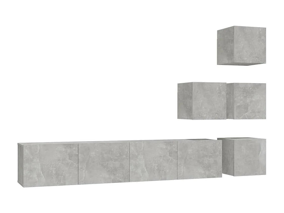 Meuble TV mural Gris béton Bois d'ingénierie