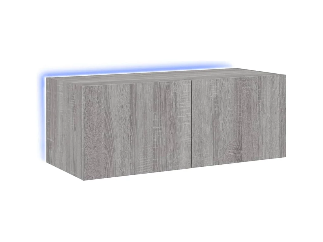 Meuble TV mural avec lumières LED sonoma gris 80x35x31 cm