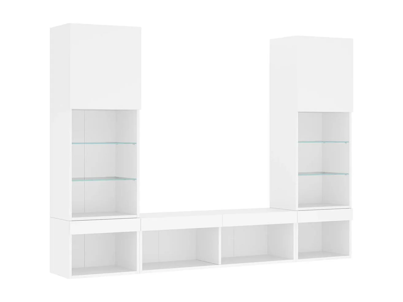 Unités murales TV avec LED 5 pièces blanc bois d'ingénierie