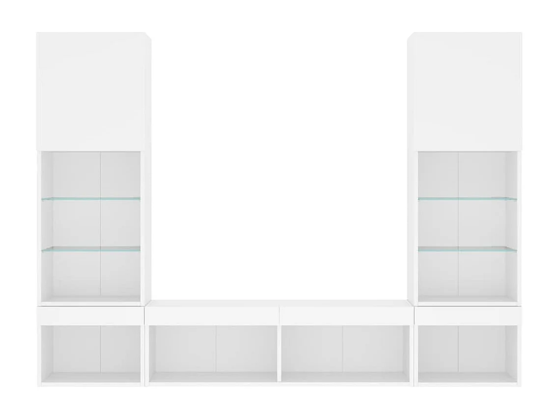 Unités murales TV avec LED 5 pièces blanc bois d'ingénierie