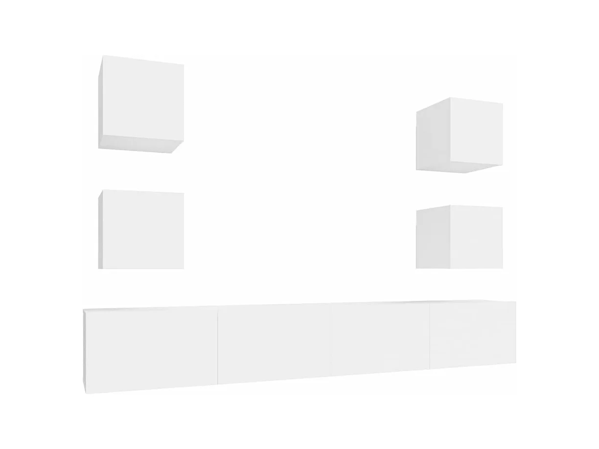 Ensemble de meubles TV 6 pièces Blanc Bois d'ingénierie