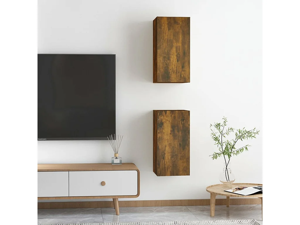 Meubles TV 2 pièces Chêne fumé 30,5x30x60 cm Bois d'ingénierie