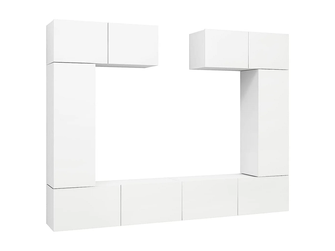 6 peças conjunto de móveis de TV contraplacado branco