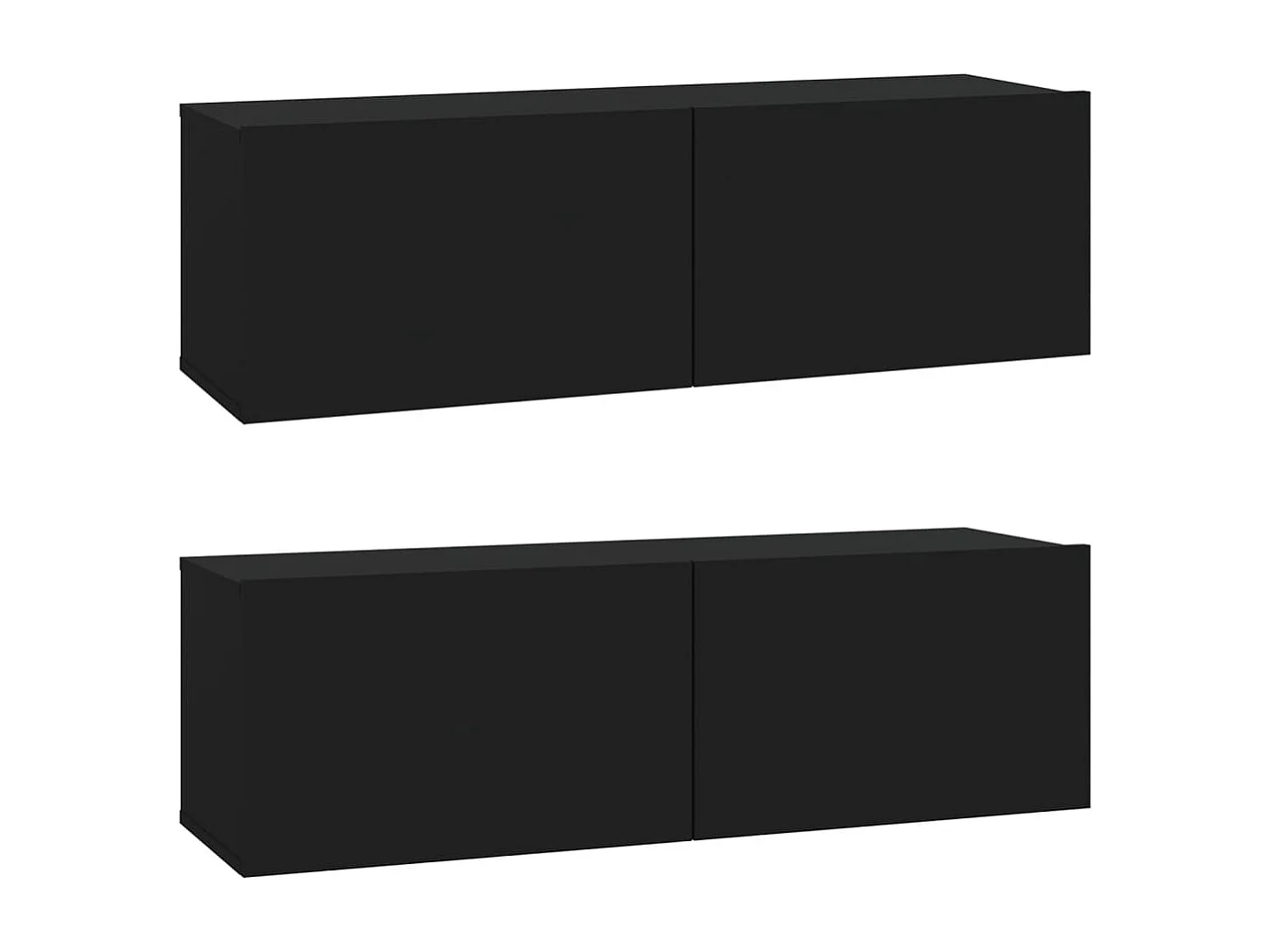Meubles TV muraux 2 pièces noir 100x30x30 cm bois d'ingénierie