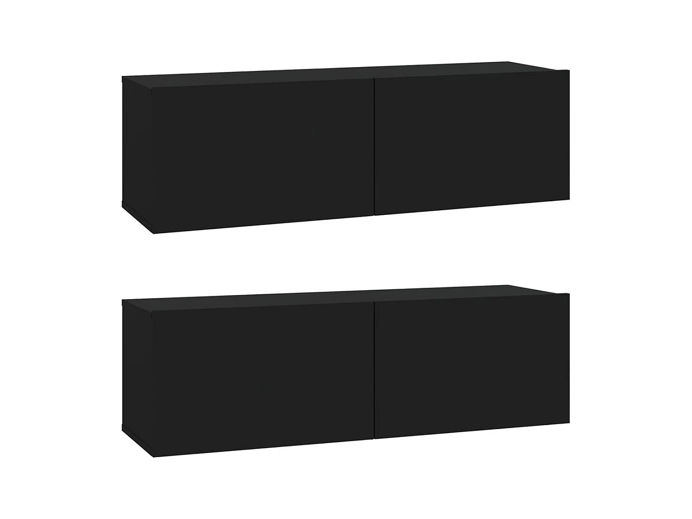 Meubles TV muraux 2 pièces noir 100x30x30 cm bois d'ingénierie
