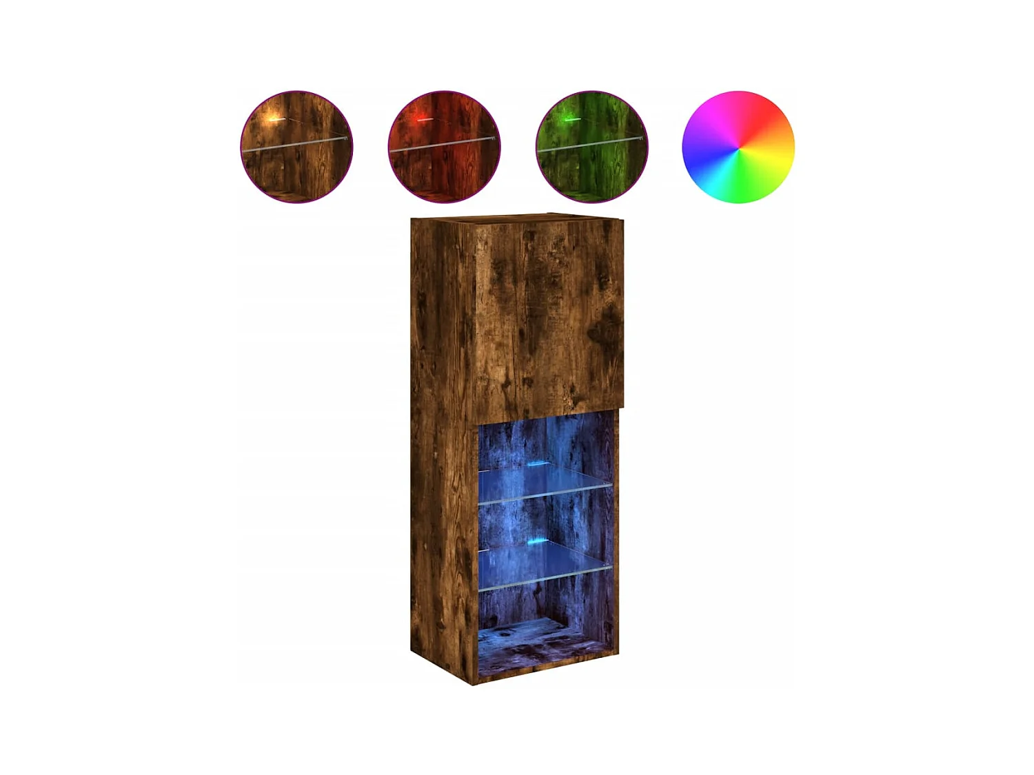 Meuble TV avec lumières LED chêne fumé 40,5x30x102 cm