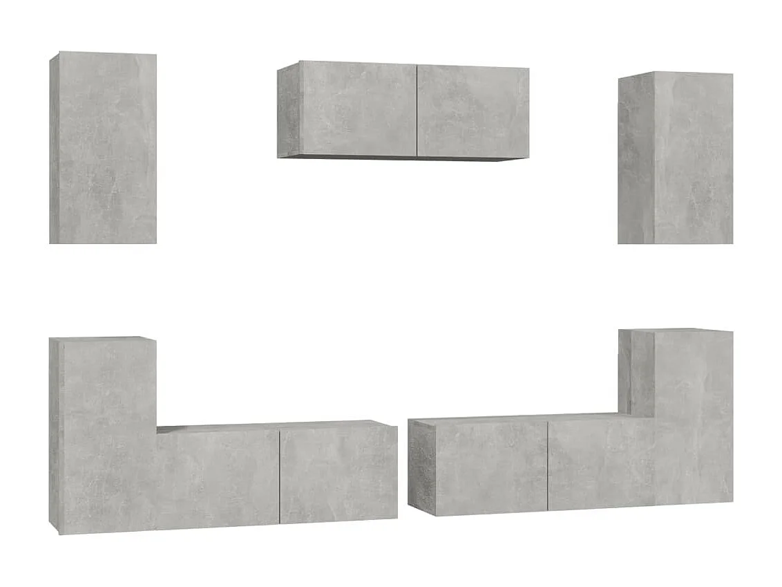 Ensemble de meubles TV 7 pièces Gris béton Bois d'ingénierie