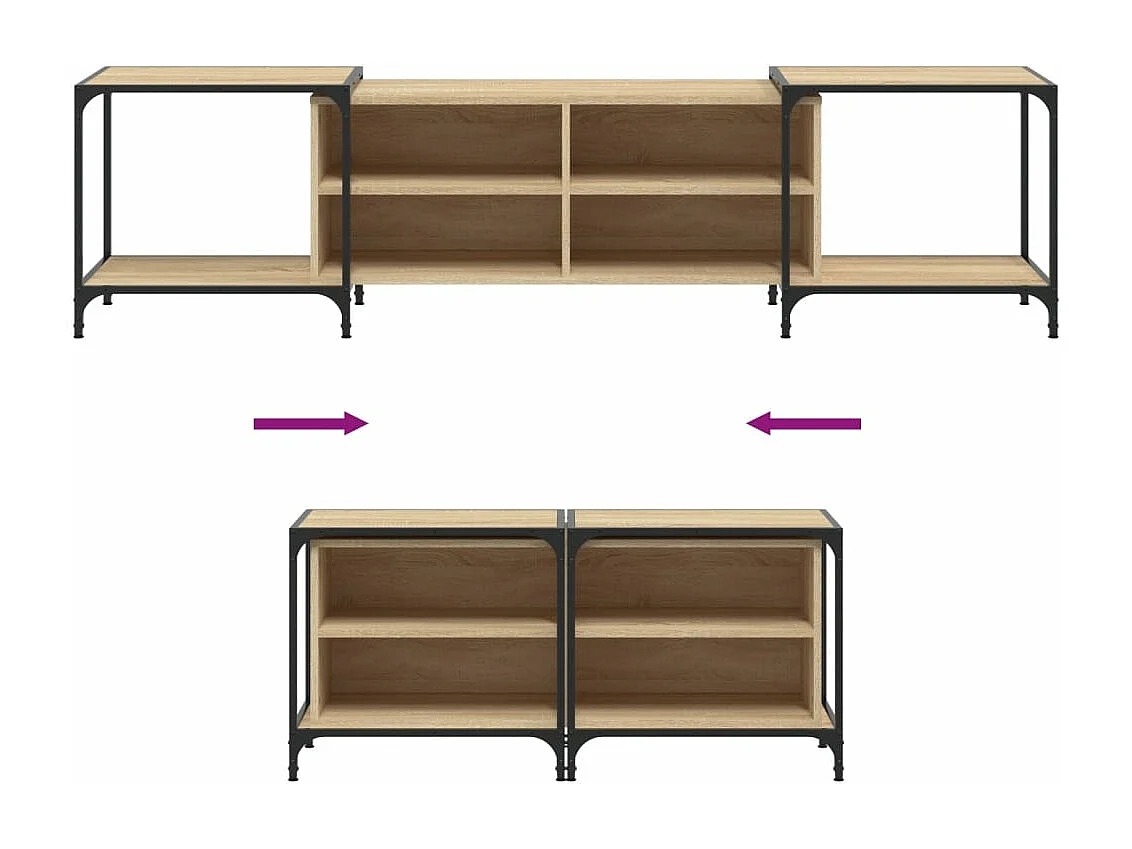 Meuble TV chêne sonoma 203x37x50 cm bois d'ingénierie