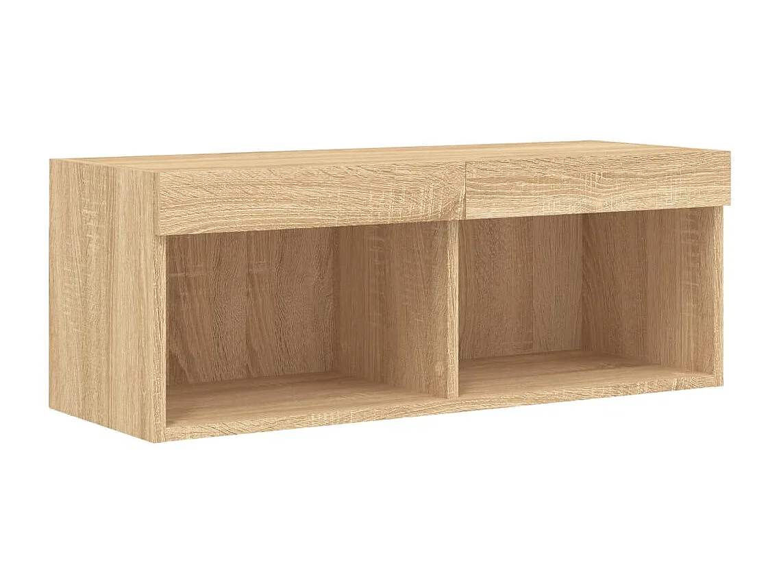 4-delige Tv-wandmeubelset met LED bewerkt hout sonoma eiken