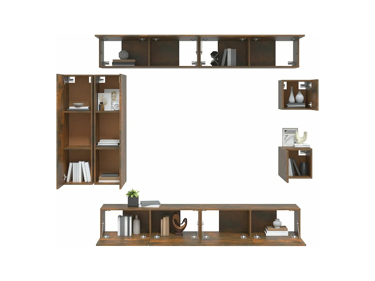 Ensemble de meubles TV 8 pièces Chêne fumé Bois d'ingénierie