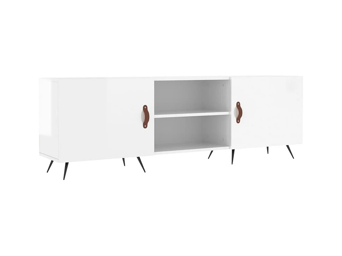 Meuble TV blanc brillant 150x30x50 cm bois d'ingénierie