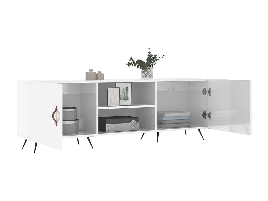 Meuble TV blanc brillant 150x30x50 cm bois d'ingénierie