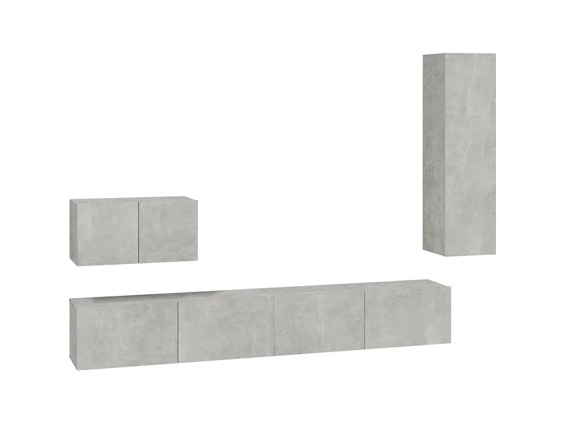 Ensemble de meubles TV 4 pièces Gris béton Bois d'ingénierie